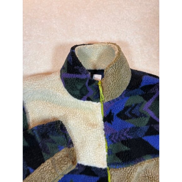 Urban Outfitters Sherpa Fleece Jacket With Aztec Pattern & Neon Zippers - Picture 4 of 16